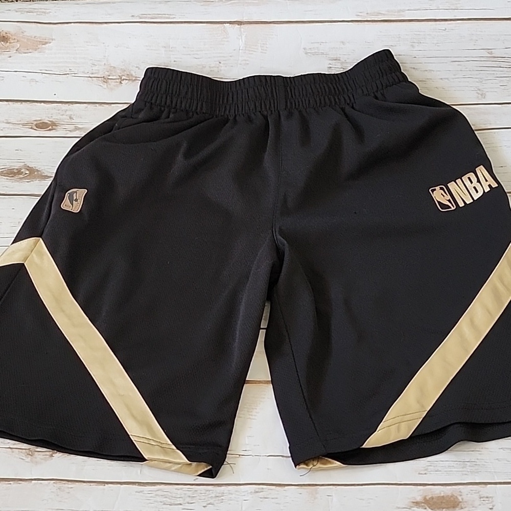 NBA black and gold basketball shorts with elastic tie waist - Picture 2 of 11